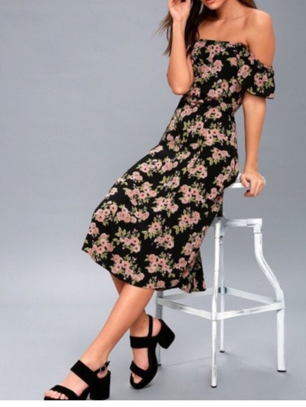Amuse Society “Sweeter Than You” black floral midi dress, S - Picture 11 of 12